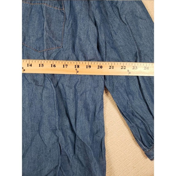 Hester & Orchard Shirt Womens XL Chambray V Neck Pullover Long Sleeve Blue - Picture 5 of 12